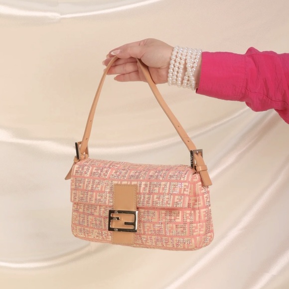 Additional Pics: Authentic Ultra-Rare Fendi Crystal Studded Zucchino Baguette - Picture 5 of 16